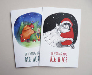 Set van 6 kerstkaarten Big Hugs